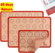 Silicone Macaron Baking Mat Set Non-Stick 2 Half 1 Quarter Sheet Oven Liner Red