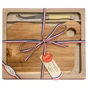 Laguiole Jean Neron Cheese Knife Made in France & Square Serving Board Gift Set