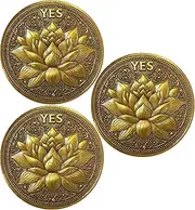 Golden Decision-Making Coin - Elegant Yes/No Challenge Coin with Lotus and Phoenix Design (Pack of 3)
