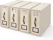 4 Pack Bed Sheet Organizers And Storage,Foldable Sheet Organizer For Linen Closet(Super King Size),Linen Bedding Storage Box With Leather Handle For Bedsheets,Flannel Blankets,Thin Quilts