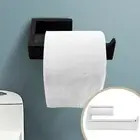Black 304 Stainless Steel Square Toilet Paper Roll Holder Hook Wall Mounted