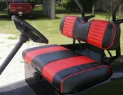 Padded Golf Cart Seat Cover Red Black For EZGO TXT Valor Club Car DS Precedent