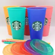 Starbucks 5 Color-Changing Reusable Cold 24 Oz Cups Tumbler Straws 2020 Rainbow