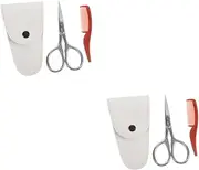 minkissy 6 Pcs 1 Men's Beard Scissors Set Trimmer Stainless Steel Shears for Barbershop Home and Salon Use Storage Bag and Comb Random