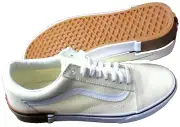 Vans Women's Old Skool Gum Block Classic White Canvas Suede shoes Size 8.5 NIB