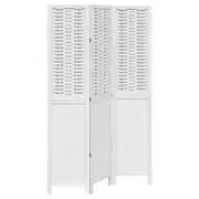 vidaXL Room Divider Privacy Screen Partition 3 Panels White Paulownia