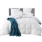 Goose Feather Down Bed Quilt Cover 800GSM White - Queen