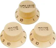 Musiclily Metric Strat Knobs 1 Volume 2 Tone Control Knobs Set for Strat Style Electric Guitar,Cream