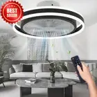 50cm Bladeless Ceiling Fan with Lights, Remote Control, Dimmable LED, Black