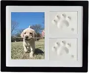 VehiGo Pet Paw Print Keepsake Kit, Wooden Photo Frame with Pet Paw Print Imprint Kit, Memorial Clay Imprint Kit for Dog or Cat (Black)