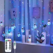 185LED Wishing Ball Curtain Lights Fairy String Lights with Remote for Christmas