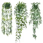 Fake Hanging Plants 3 Pack Artificial Eucalyptus Fake Potted Greenery 3 pack