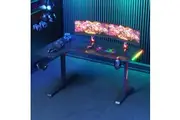 Advwin L Shaped Gaming Desk RGB LED 140cm Computer Gamer Table Black