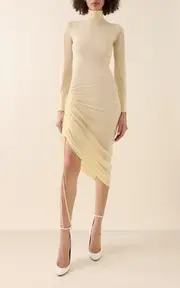 [ALAÏA] Corded Merino Wool Midi Dress
