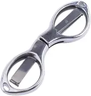 Mini Folding Scissors Stainless Steel Cutter with Keyring Hole Glassess Shaped S