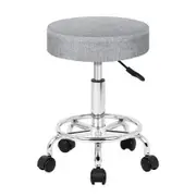 ALFORDSON Salon Stool Round Swivel Barber Hair Dress Chair Light Grey Fabric