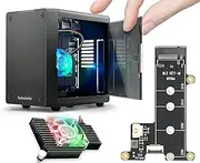 ElectroCookie Mini PC Case for Raspberry Pi 5 with M.2 NVMe SSD PCIe HAT and Active RGB Lighting Cooler (Black Case + M.2 HAT[X1001])