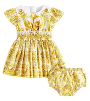 [Dolce & Gabbana Kids] Dolce & Gabbana Kids Baby Majolica cotton dress and bloomers set M 18-24 yellow