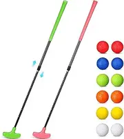 [Leyndo] 2 Pack Golf Putters Golf Putters for Men and Women with 12 Golf Balls Two Way Mini Golf Putters Adjustable Golf Putter for Right or Left Handed Golfers Golf Club Set for Kids Teenagers Adults