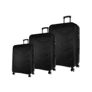 3pc Pierre Cardin Hard-Shell Suitcase Cabin Travel Luggage Set Black