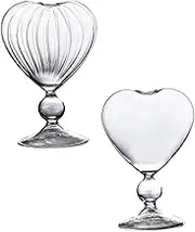 Ciieeo 2pcs Heart Shaped Glass Cocktail Goblets Elegant Drinking Glasses for Home Bar and Parties Stylish Transparent Design for Weddings and Special Occasions
