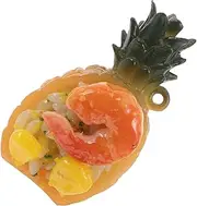 ANDRESLAD Dollhouse Accessories Fake Food Model Play Kitchen Simulation Toy Realistic Pineapple Fried Rice for Kids