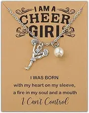 [MAOFAED] Cheer Girl Necklace Cheerleader Gift I Am A Cheer Girl Cheer Leading Gift Cheer Squad Gift