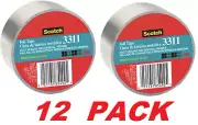 3M 85492 Scotch Aluminum Foil Tape 3311 Silver, 2" x 10 yd 3.6 mil (12 Pack)