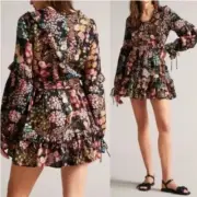 NWT Ted Baker Hendria Ruffle-Trim Mini Dress size 0 US 2