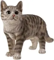 Pacific Trading Grey Tabby Cat, 7.68-inches Height, Cold Cast Resin,Figurines