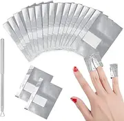 300 PCS Foil Nail Wraps Remover, Nail Foil Aluminum Wraps with Pre-Attached Lint-Free Cotton Pads - Fast and Gentle Soak, Off Gel Polish Remover (Includes Small Steel Push Tool)