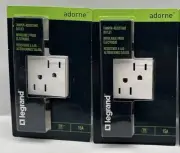 New Set of 2 Legrand Adorne 15A Tamper Resistant Outlet ARTR152W4