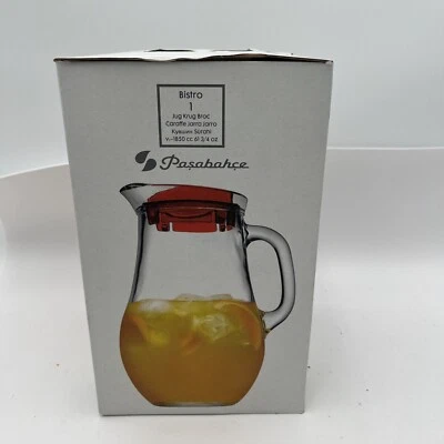 Pasabahce Glass Red Bistro Jug Carafe Pitcher, brand NEW