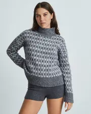 Everlane The Cloud Checkered Turtleneck Sweater