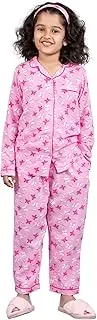 [Tweeny Mini] Kids Girls Sleepwear | Night Suit | Night Wear | Top & Pyjama Set Full Sleeve with Pockets for Girls with Buttons (Pure Rayon), Pink, 15-16 Years