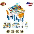 Multifunctional Kids Play Table and Chair Set - 152 Pcs Building Blocks Included