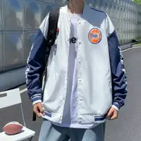 在飛比找蝦皮商城優惠-港風男外套 棒球外套 英文字 棒球領外套 韓版防風情侶外套 
