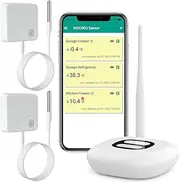 MOCREO WiFi Thermometer Freezer Alarm, Email Alert, App Notification, Data Record Export, No Subscription Fee, Remote Wireless Temperature Sensor for Refrigerator, Freezer, Hot Tub (2 Pack) …