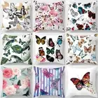 Flower Butterfly Pattern Decorative Cushions Pillowcase Polyester Cushion Cover
