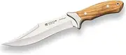 Hiking Knife Joker CO01 Antílope, Olive Wood Handle, 19.5 cm Curved Blade, with Brown Leather Sheath, Tool for Fishing, Hiking, Camping and Hiking