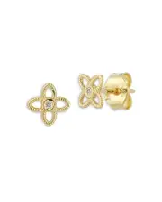 Alberto Amati 14K Yellow Gold Diamond Openwork Flower Stud Earrings