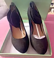 Lulu Hun London Black Cabaret High Heels Size 7 UK Vintage Retro style