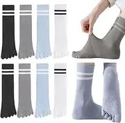 [DILUSILK] 4 Pairs Womens Toe Socks Cotton Five Finger Running Socks Mini Crew Sport Socks Toe Socks for Women Toe Separator Socks
