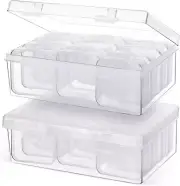 Blulu 24 Pcs Bead Organizer Plastic Small Bead Storage Box Clear Storage Case