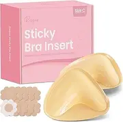 [Risqué] Double Sided Sticky Bra Inserts Reusable | Push Up Lift Self-Adhesive Pads for Strapless, Bikini, Swimsuit, and Sports Bras | Comfortable, Invisible Support for a Natural Look | Long-Lasting, Beige, C