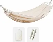 Mgiahekc Double Hammock Without Stand, Comfortable and Durable Canvas Material, Double Size 59 * 75 Inches, Suitable for Beach, Camping, Garden,White