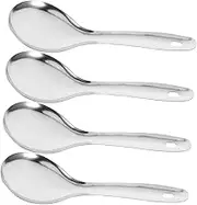 STOBAZA 4Pcs Stainless Steel Rice Spoon Non Stick Meal Spoons with Humanized Handle for Home and Restaurant Use Easy to Clean and Design