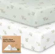 2-Pack Organic Mini Cot Sheets Fitted - Organic Cotton Pack N Play Sheets for...