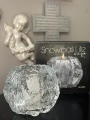 One NIB Snowball Lite Candle Holder By LE Smith 3”x4” Textured Ball W/Insert