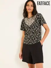 FatFace Leoni Black Mono Ditsy T Shirt (AK5307) | $81